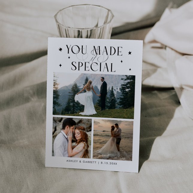 You Made It Special Wedding Photo White Thank You Card (Creator Uploaded)