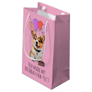 'You Made My Birthday Paw-fect' Adorable Corgi Small Gift Bag