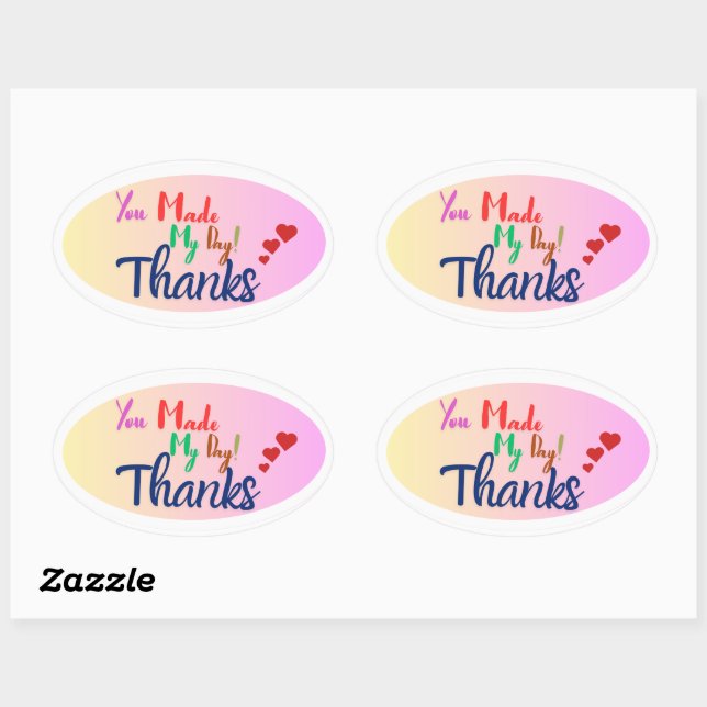 "You Made My Day"- colorfu Thank you sticker Sheet (Sheet)