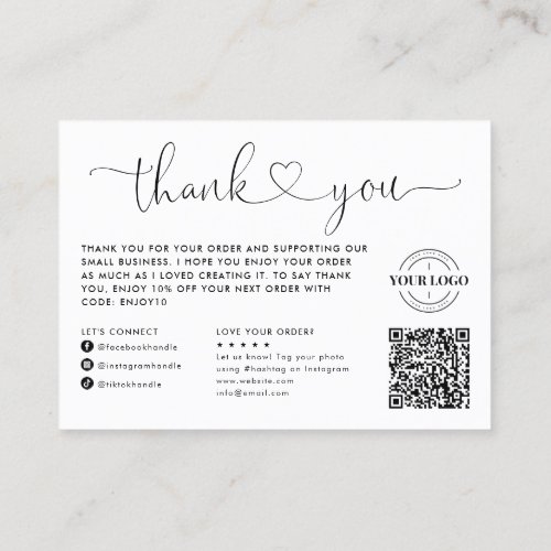 You Made My Day Heart Small Business Logo QR Code Business Card