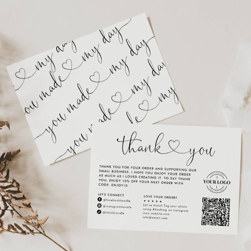 You Made My Day Heart Small Business Logo QR Code Business Card