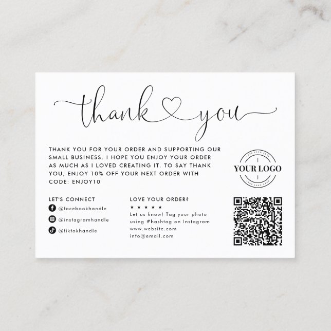 You Made My Day Heart Small Business Logo QR Code Card (Back)