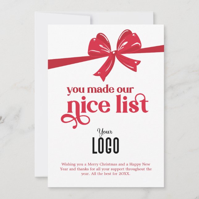 You Made Our Nice List Company Holiday Card (Front)
