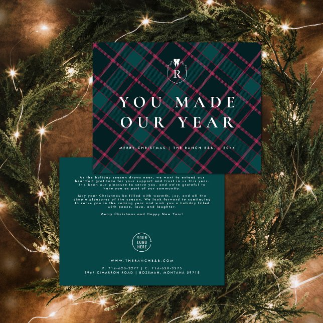 You Made Our Year | Plaid Corporate Holiday Card (Creator Uploaded)