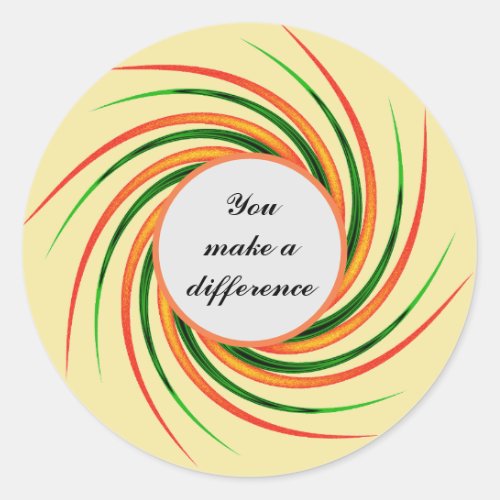You Make a Difference Colorful Swirls Classic Round Sticker