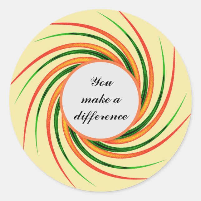 You Make a Difference Colorful Swirls Classic Round Sticker (Front)