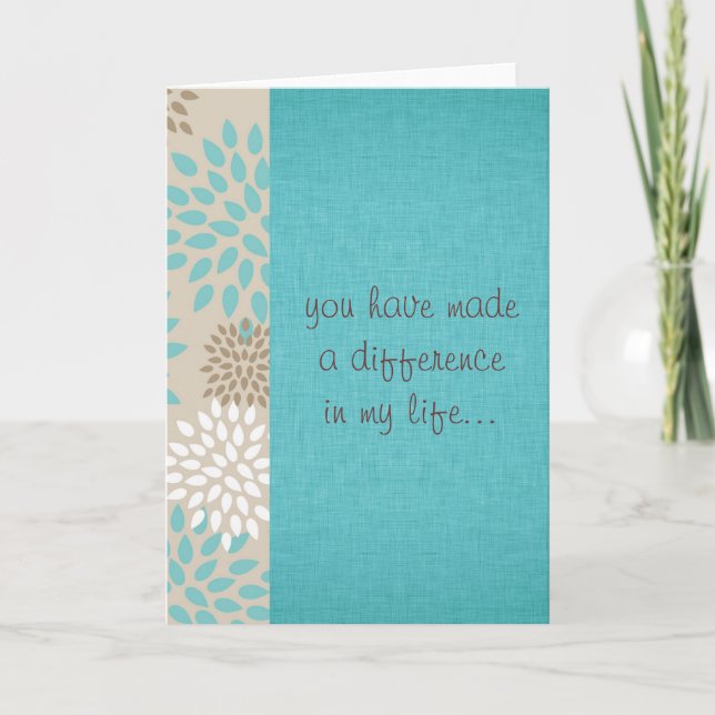 You Make a Difference Letterpress Thank You Card (Front)