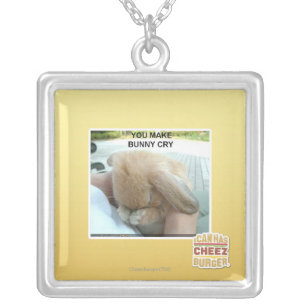 You make bunny cry silver plated necklace