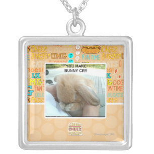 You make bunny cry silver plated necklace