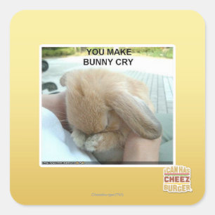 You make bunny cry square sticker