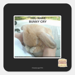 You make bunny cry square sticker