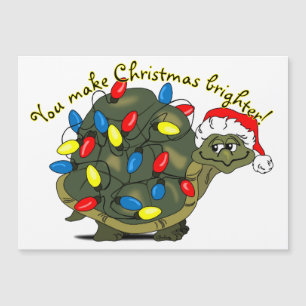 You Make Christmas Brighter! Cartoon Turtle Magnet
