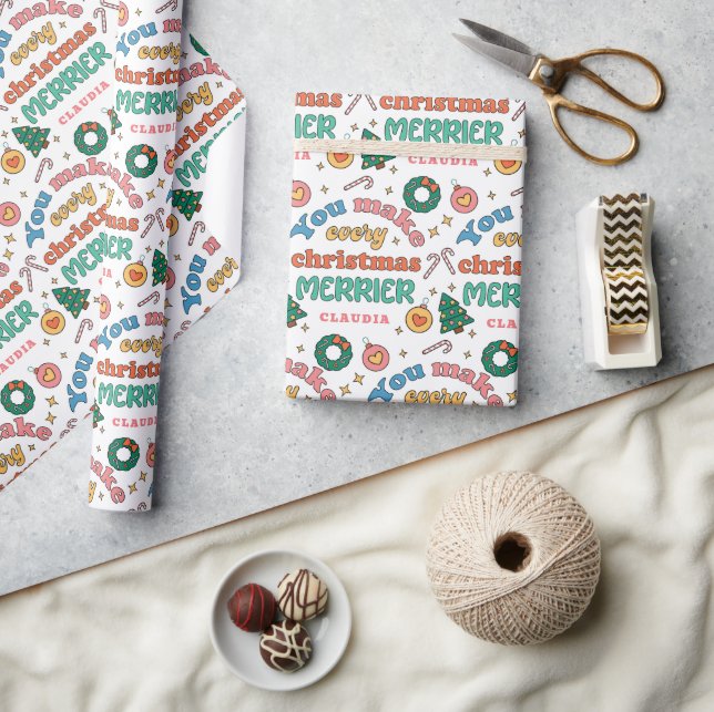 You Make Every Christmas Merrier | Cute Retro Wrapping Paper (Crafts)