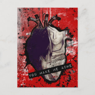 you make me ache anatomical heart postcard