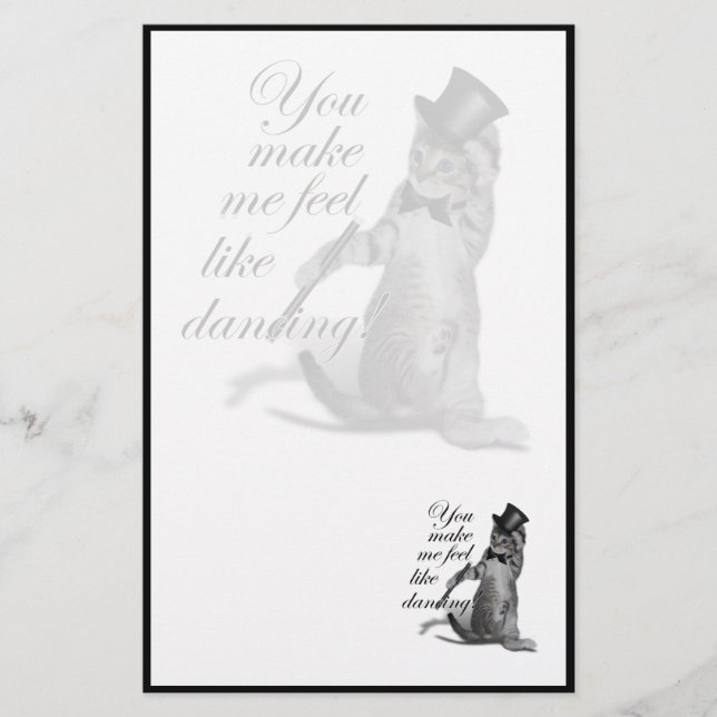 You make me feel like Dancing! Tap Dancing Cat Stationery (Front)