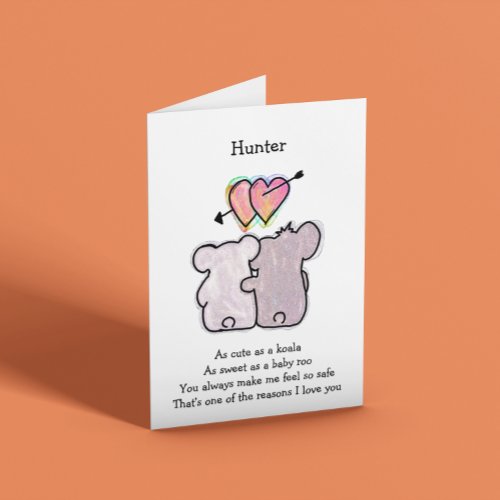 You Make Me Feel Safe  Cute koala Customisable Card