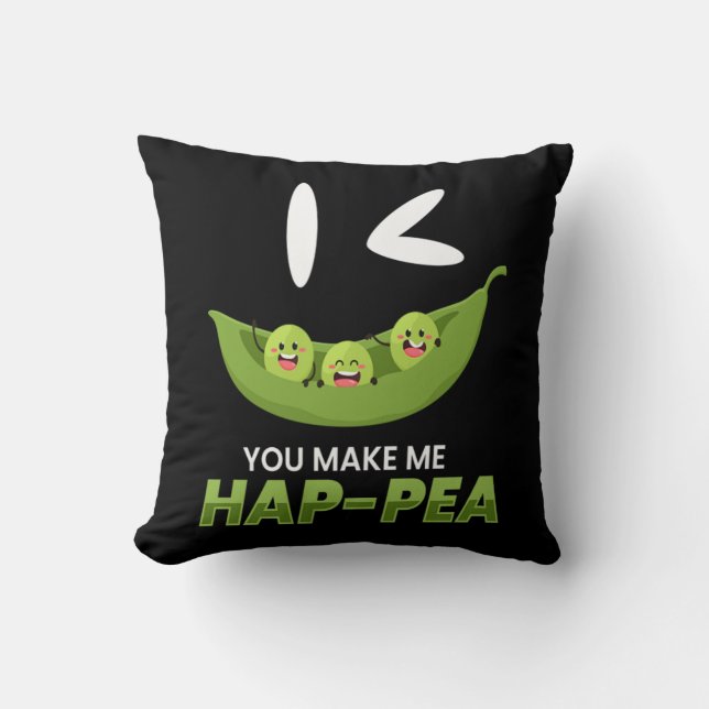 You Make Me Hap-Pea Vegan Vegetables Throw Pillow (Front)