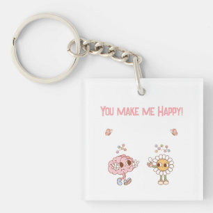 You Make Me Happy! Personalized Happy Emoticons Keychain