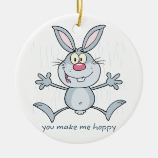 You Make Me Hoppy Bunny Rabbit Ceramic Ornament
