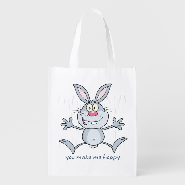 You Make Me Hoppy Bunny Rabbit Reusable Grocery Bag (Front)