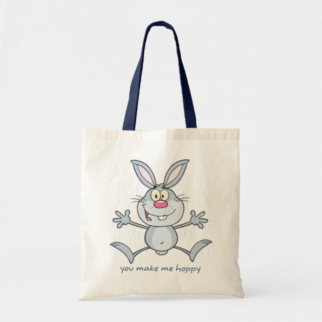 You Make Me Hoppy Bunny Rabbit Tote Bag (Front)