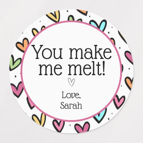 You make me melt  colorful hearts valentine gift labels