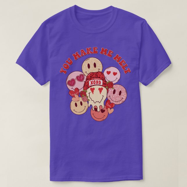 You make me melt retro melting happy face valentin T-Shirt (Design Front)