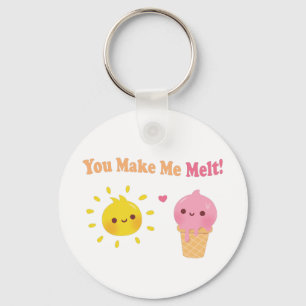 You Make Me Melt, Sun and Ice Cream, Cute Love Pun Keychain