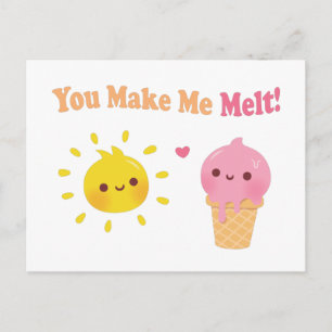 You Make Me Melt, Sun and Ice Cream, Love Humor Postcard