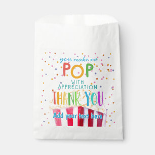 you make me pop thanks popcorn volunteer favor bag