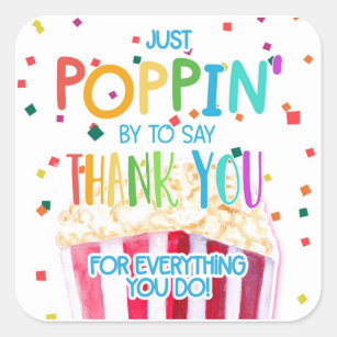 you make me pop thanks popcorn volunteer favor bag square sticker