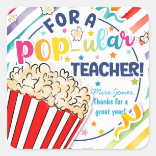 you make me pop thanks popcorn volunteer square sticker