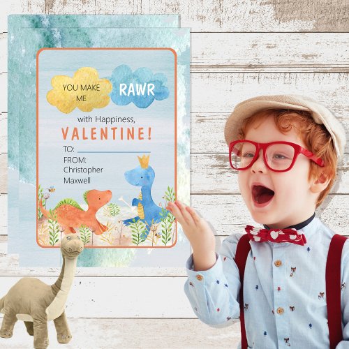 You Make Me Rawr With Happiness Valentines Day Note Card