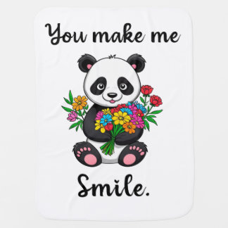 You Make Me Smile Cute Panda Baby Blanket