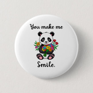 You Make Me Smile Cute Panda Button
