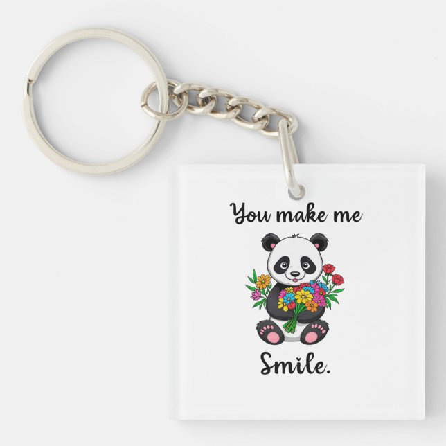 You Make Me Smile Cute Panda Keychain (Front)