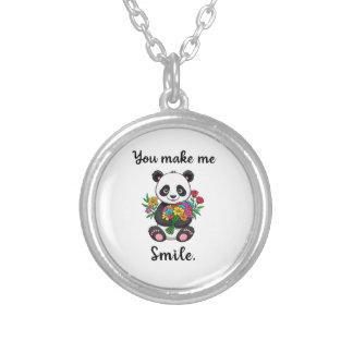 You Make Me Smile Cute Panda Silver Plated Necklace