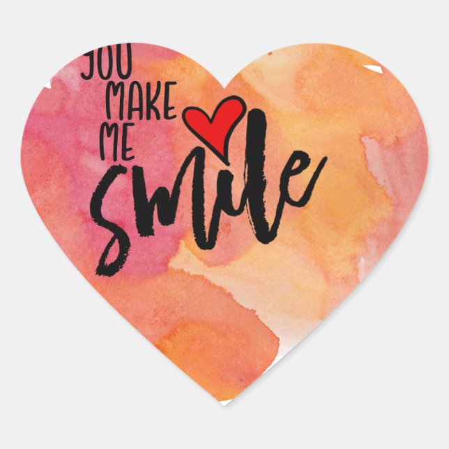 You Make Me Smile Heart Sticker (Front)