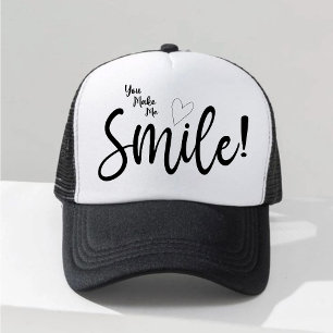 You Make Me Smile!" Minimalist Typography Trucker Hat