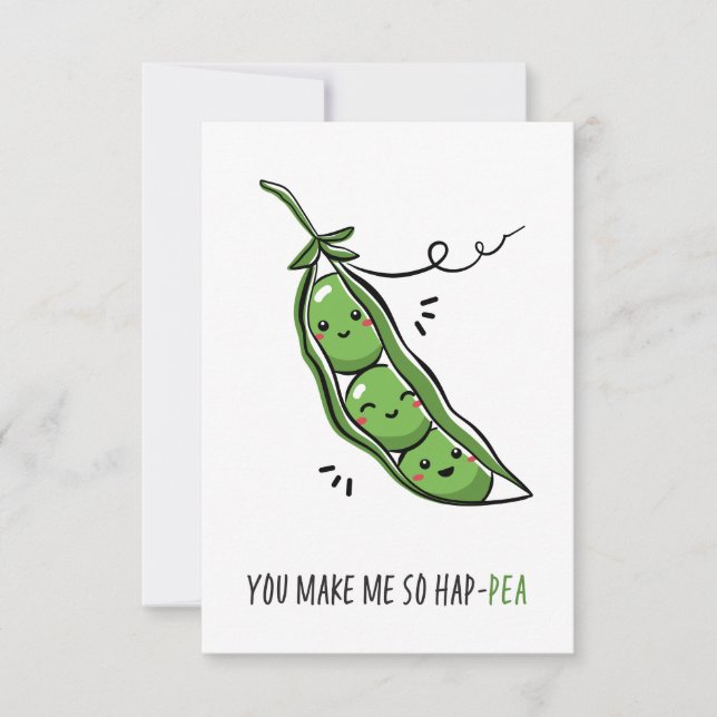 You Make Me So Hap Pea Funny Pun Thank You Card (Front)