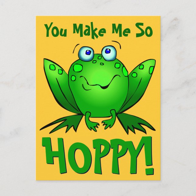 You Make Me So Hoppy Cute Cartoon Frog Orange Postcard (Front)