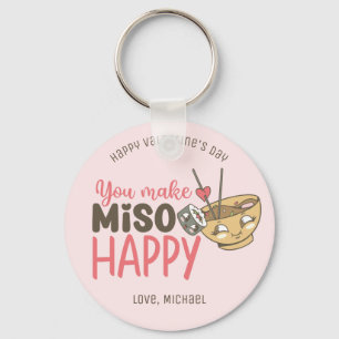You Make Miso Happy Funny Pun Cute Valentine's Day Keychain
