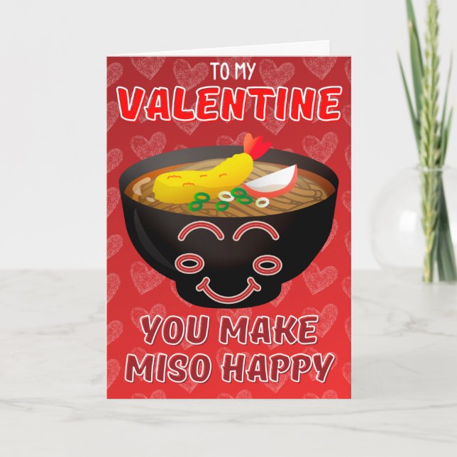 You Make Miso Happy Funny Valentine Card (Front)