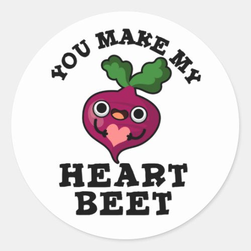 You Make My Heart Beet Funny Veggie Pun Classic Round Sticker