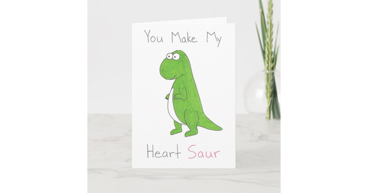 You Make My Heart Cute Dinosaur Folding Card | Zazzle