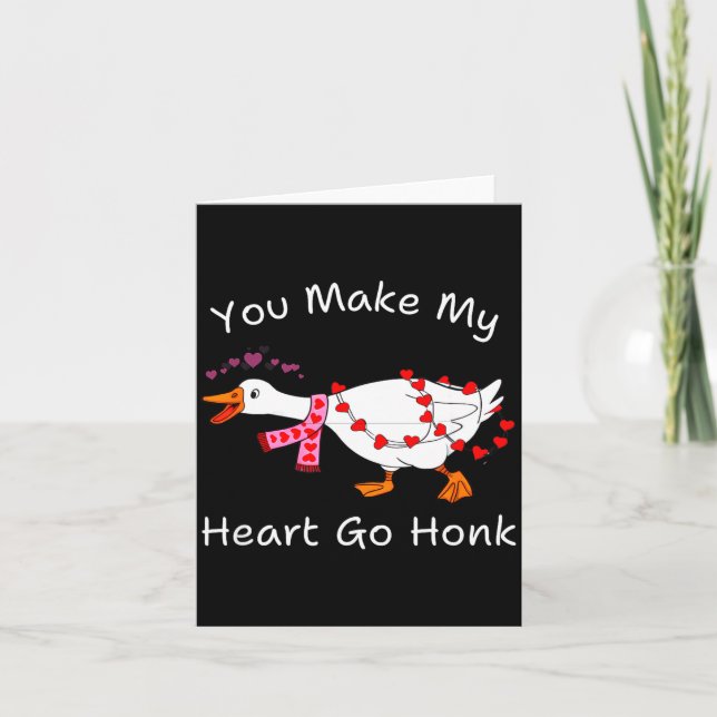 You Make My Heart Go Honk Coquette Valentine Goose Card (Front)
