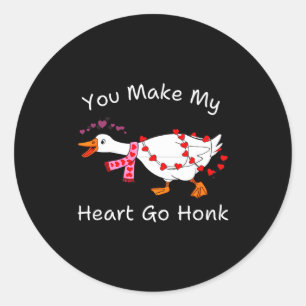 You Make My Heart Go Honk Coquette Valentine Goose Classic Round Sticker