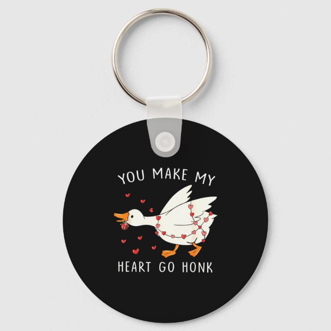 You Make My Heart Go Honk Funny Goose Valentine  Keychain (Front)
