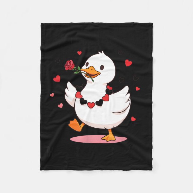 You Make My Heart Go Honk Funny Goose Valentine’s  Fleece Blanket (Front)