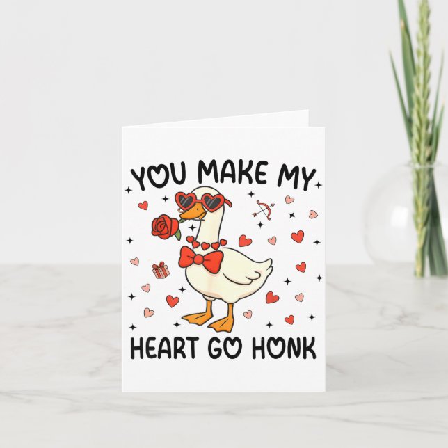 You Make My Heart Go Honk Funny Valentine Silly Go Card (Front)